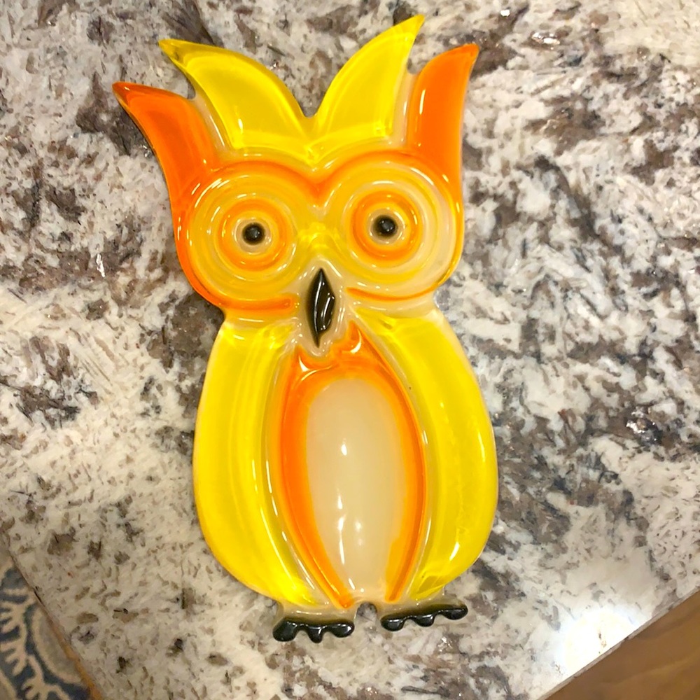 Lucite Owl Spoon Rest MCM Kitsch Kitchen